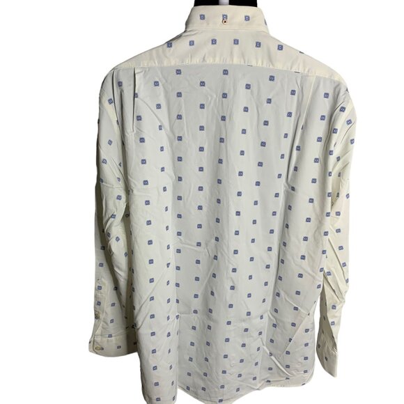 Cremieux Performance Button Down Shirt XL White Nylon Geometric Stretch Pocket - Picture 4 of 6